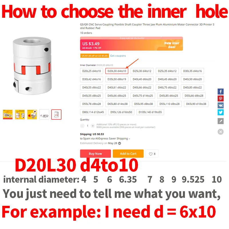 GS муфта соединительная гр Муфта Алюминиевый сливы гибкий вал Двигатель