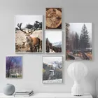 Осенний плакаты с изображением леса домашний декор милые картины с оленями Скандинавская Картина на холсте Современная Настенная картина для украшения гостиной