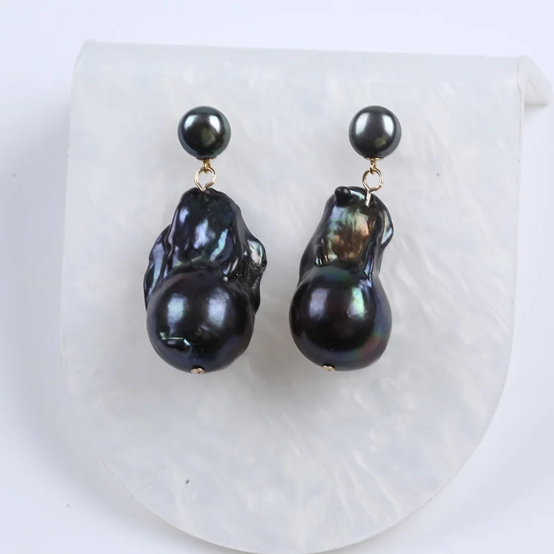 Заводская цена 7-8 мм черные серьги-кольца для женщин ювелирные изделия |