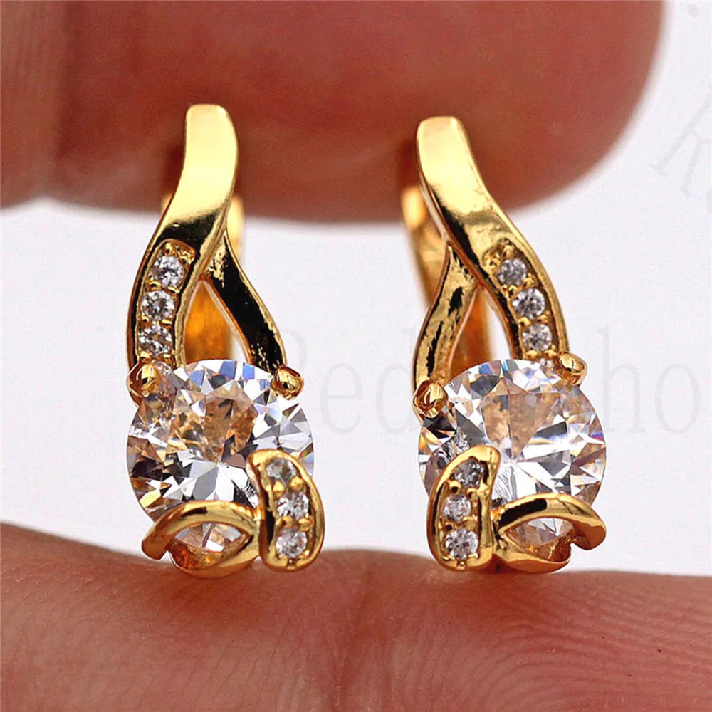 Новое поступление серьги кольца для женщин с круглым цирконием роскошные