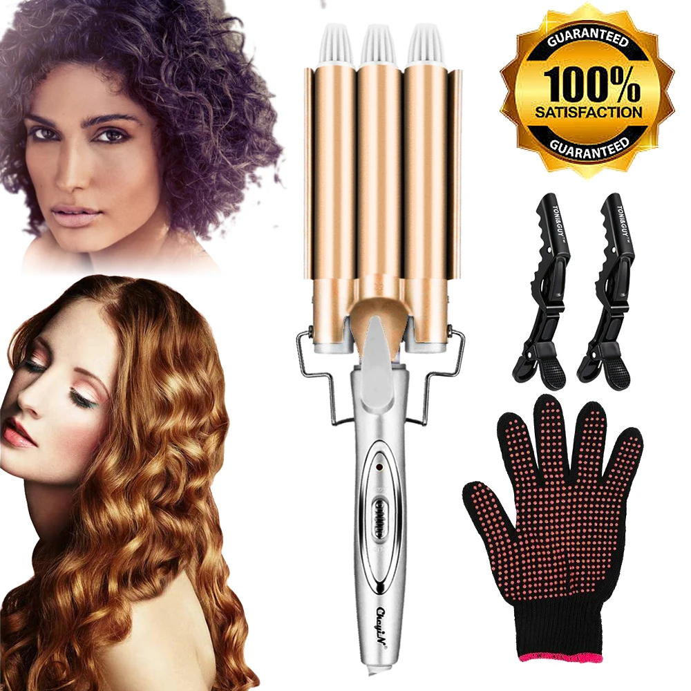 

Professional Wand 25mm Hair Waver Crimper Styling Tools Three Pipe Joint Barrels Curling Iron Deep Wave Curler Hair Waver