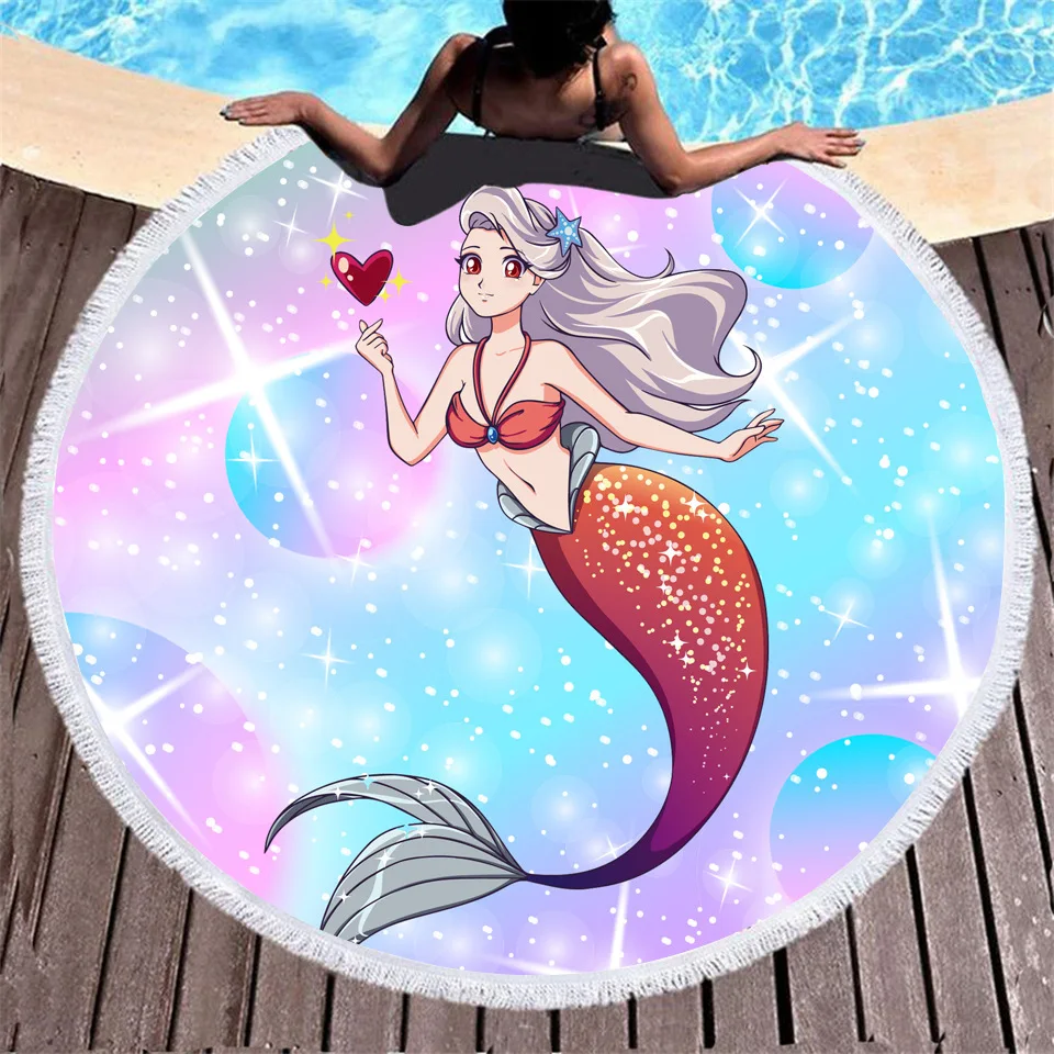 3d Русалка цифровая печать пляжные Полотенца 150 см внешняя часть изготовлена из