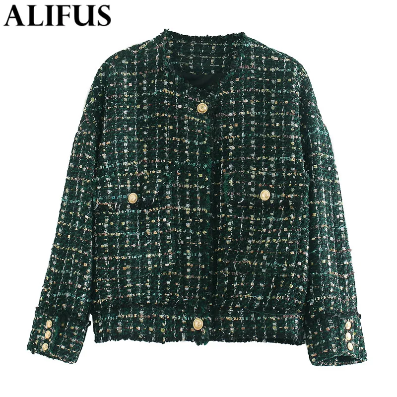

Fashion Za Women Casual 2020 Autumn Winter Plaid Pocket Coat Long Sleeve O-neck Loose Warm Jacket Female Ladies