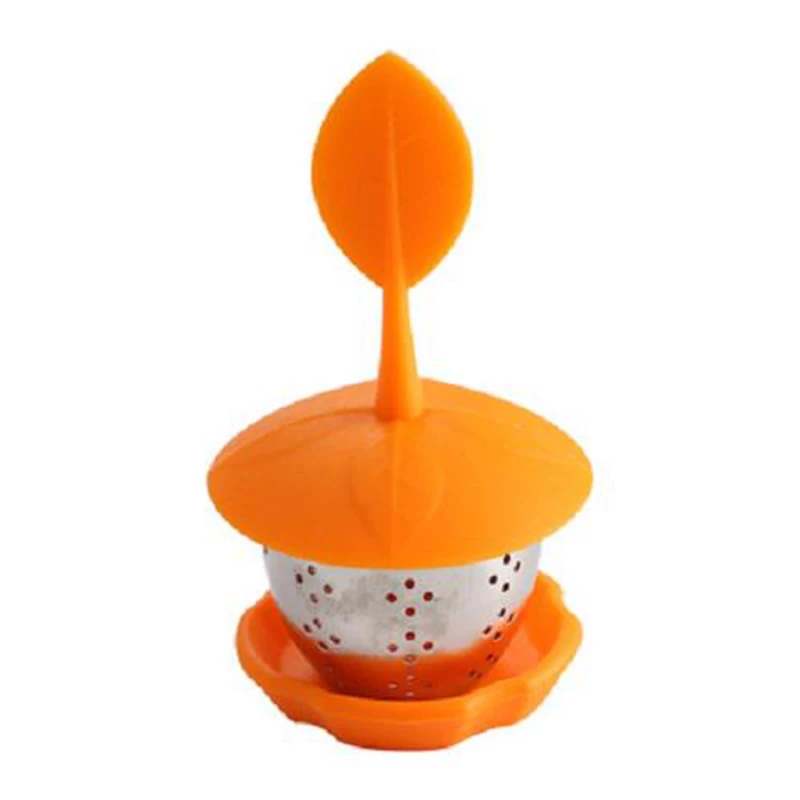 Tea Infuser Orange 1 Сладкая сеточка для заваривания листового чая пищевой браслет из силиконовой нержавеющей стали сито для чая с поддон Сито-заварник травяной сито для приправ кухонный инструмент - Цвет: Tea Infuser Orange 1
