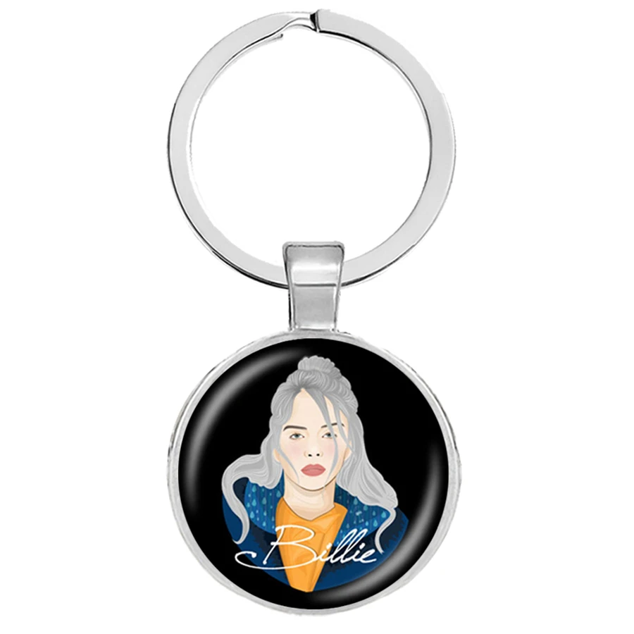 Брелок для ключей в стиле хип-хоп Billie Eilish Young Singer Забавный портрет новое поколение