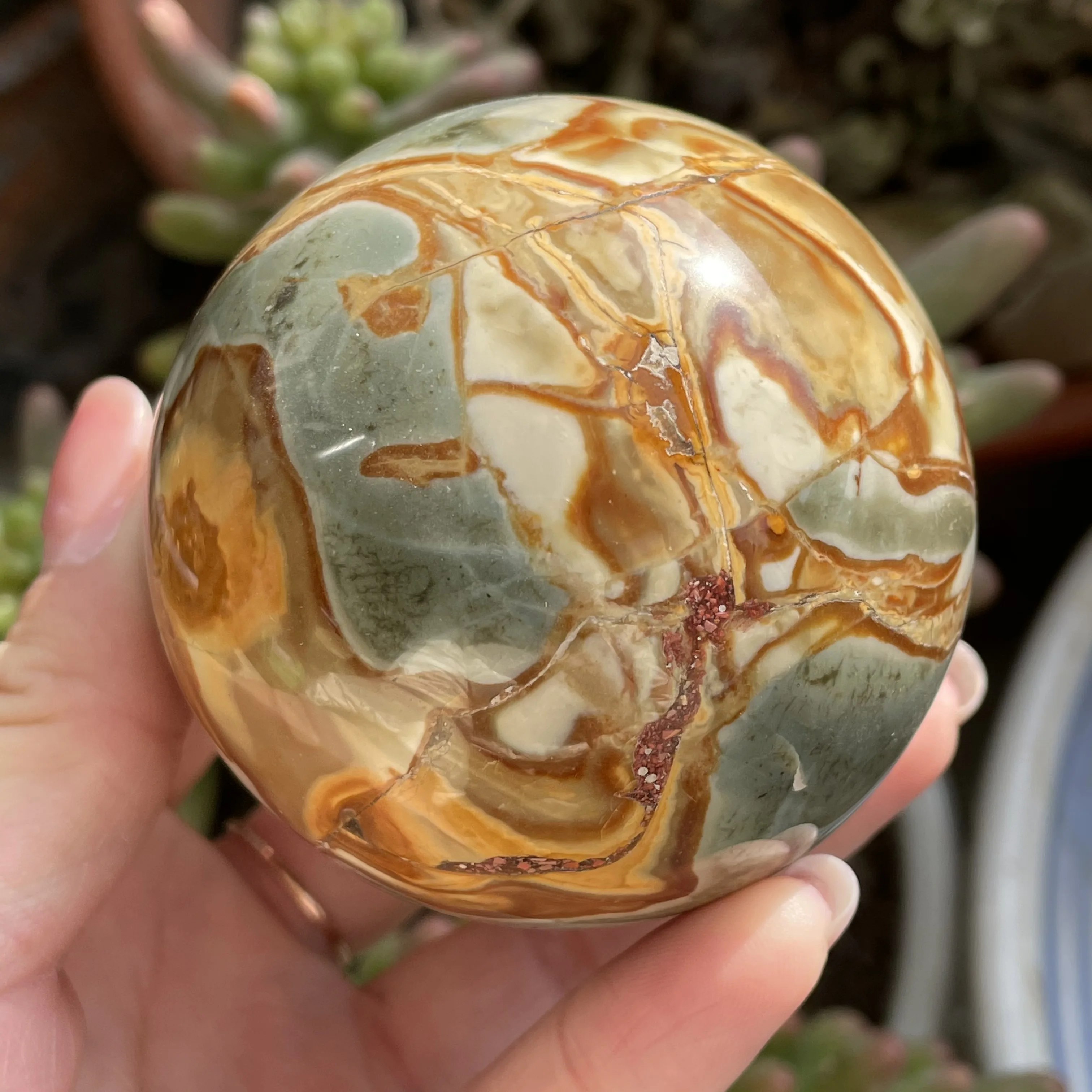 

Natural Ocean Jasper Sphere Crystal Reiki Gemstone Stone Home Collectible Figurines Decor