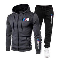2021new bmw m mens football sets zipper hoodiepants two pieces casual tracksuit male sportswear gym brand clothing sweat suit
