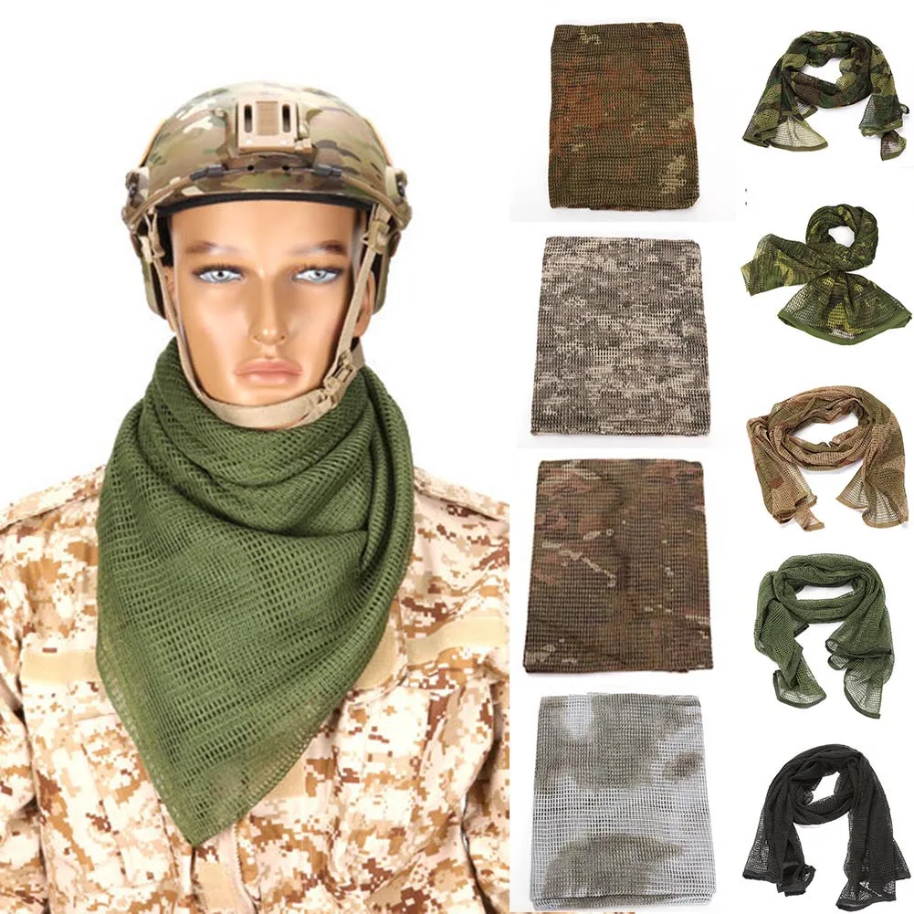 

Multipurpose Camo Vail Large Mesh Neck Scarf Wrap Anti-mosquito Bites Outdoor High-quality Military Scrim Mesh Scarves