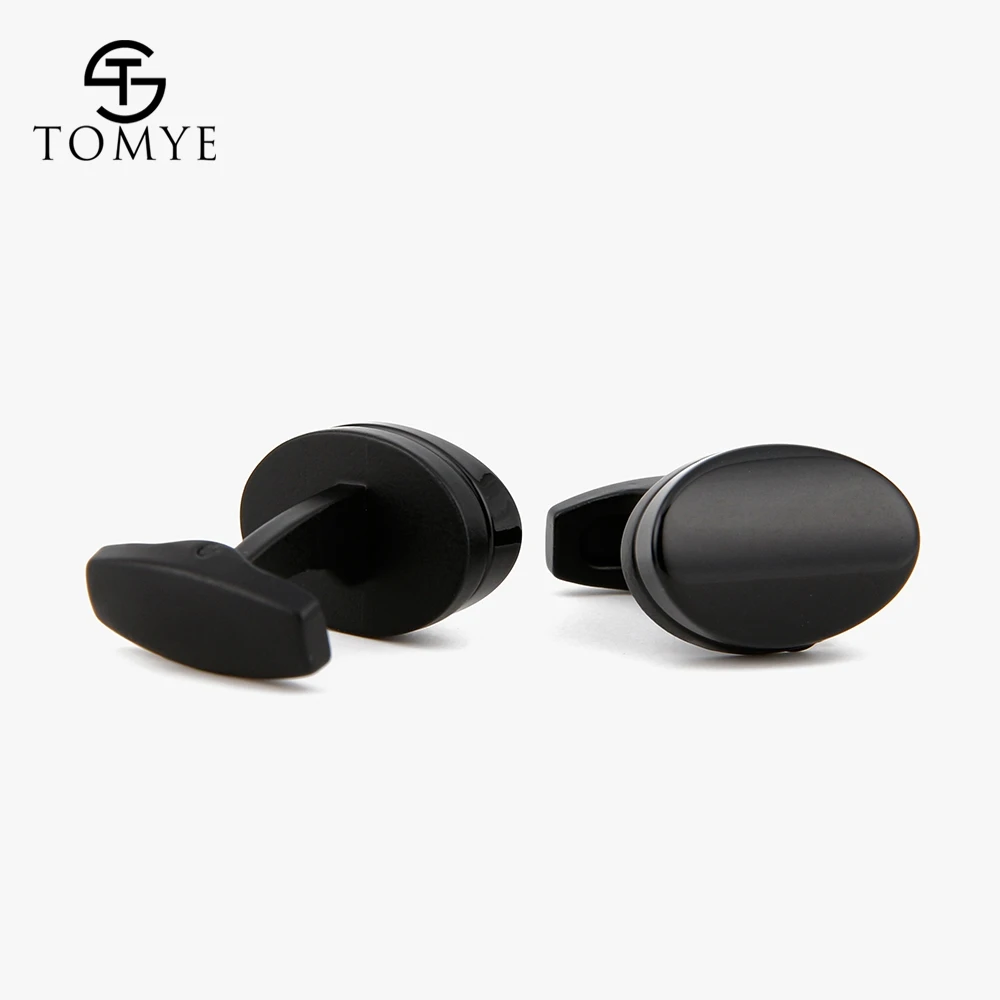 Запонки TOMYE XK19S094 мужские модные нежные матовые черные Овальные с уникальным