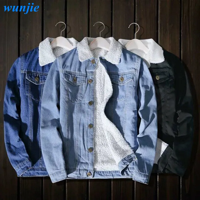 

Men's jackets and coats fashion warmth fleece thick denim jacket 20201 winter fashion men's denim jacket outerwear male denim