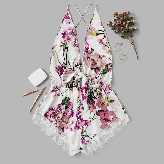 Летнее Сексуальное Женское кружевное ночное белье женские летние цветочные