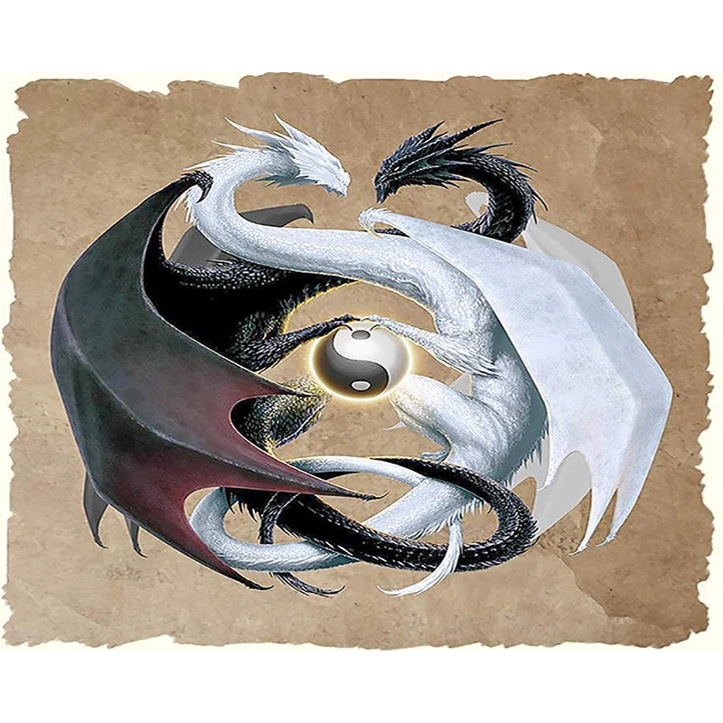 

Two dragons Animal DIY Digital Painting By Numbers Modern Wall Art Oil Painting Christmas Holiday Gift Home Decor Big Size