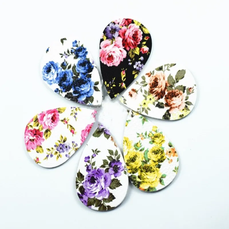 10 шт./лот серьги из искусственной кожи с розовым цветком аксессуары женские