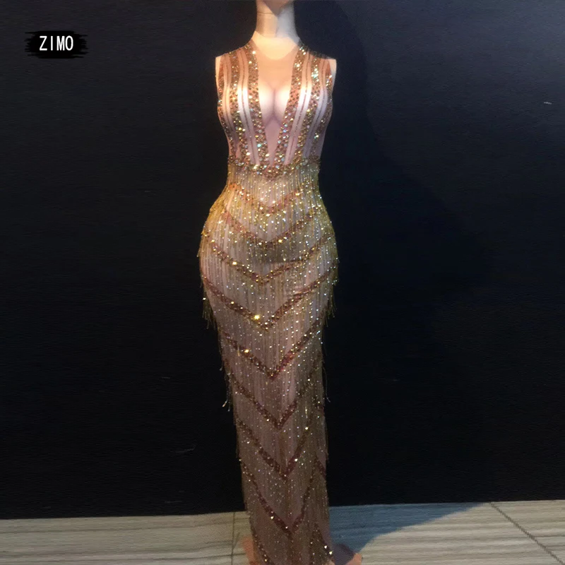 Сексуальные золотые стразы облегающее платье для женщин без рукавов с