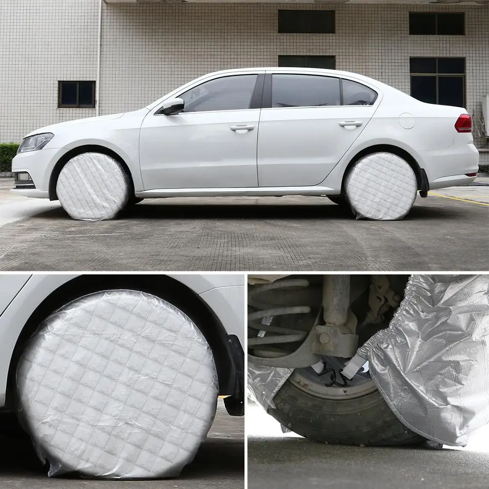 

X Autohaux 2pcs/4pcs Double Axle Tire Cover Waterproof Aluminum Film Tyre Protectors For Car RV Trailer 23"-28" 27"-29" 33"-35"