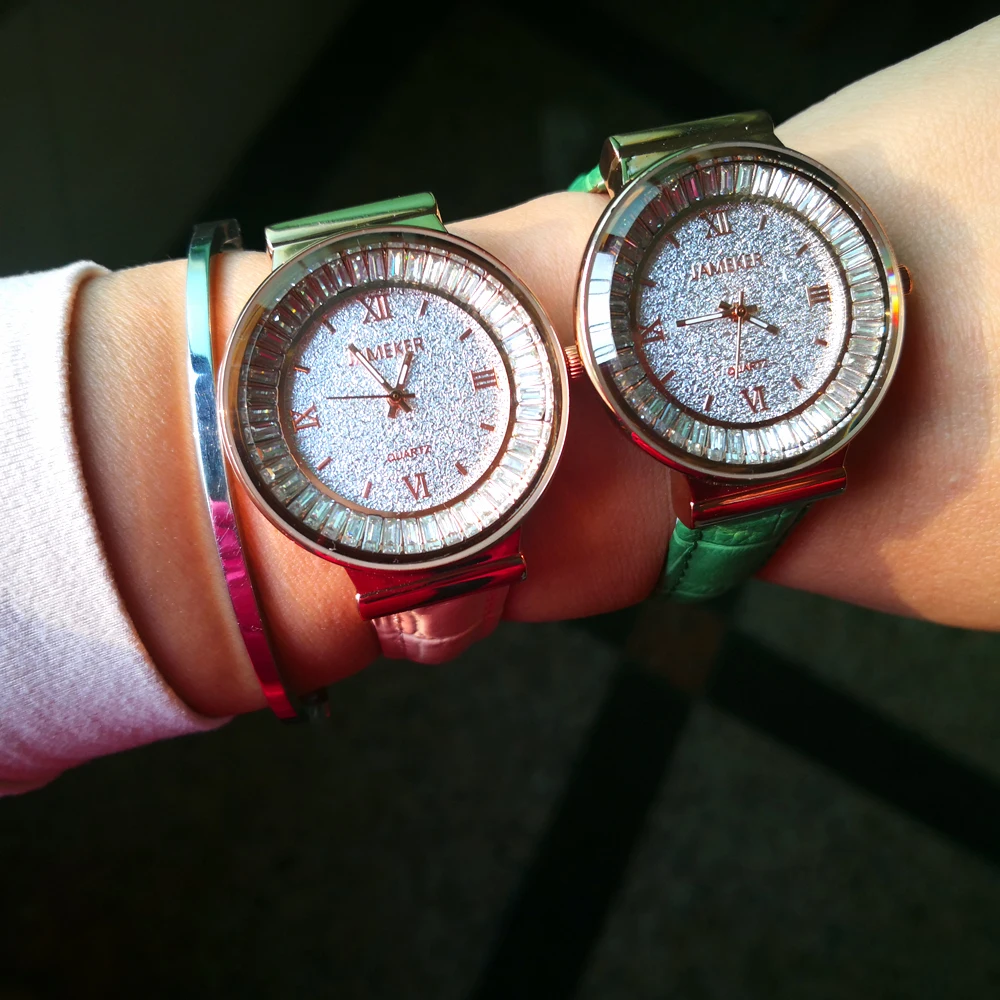 New JAMEKER 2020 Luxury Crystal Wristwatches Women Clock Ultra Thin Ladies Watch Elegant Dress Watches Wrist |