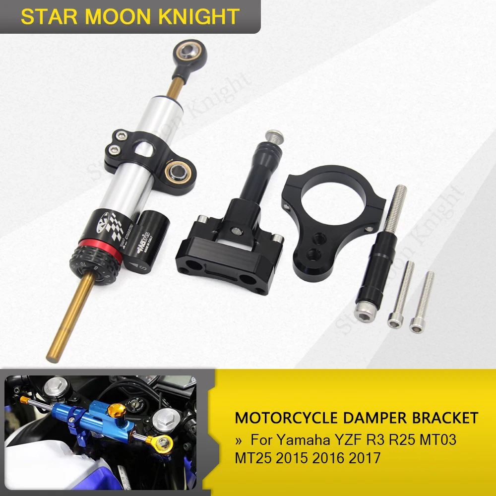 

CNC Motorcycle Stabilizer Steering Damper Mounting Bracket Support Kit For Yamaha YZF R3 R25 MT03 MT25 2015 2016 2017