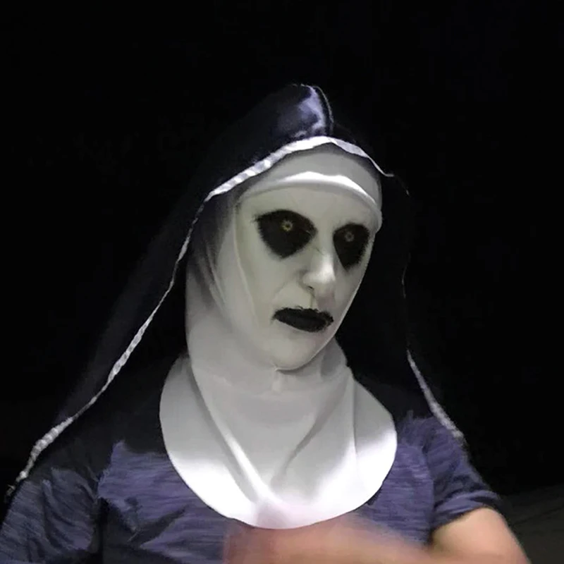 

new The Nun Horror Mask Cosplay Valak Scary Latex Masks With Headscarf Full Face Helmet Halloween Party Props The Conjuring 2019