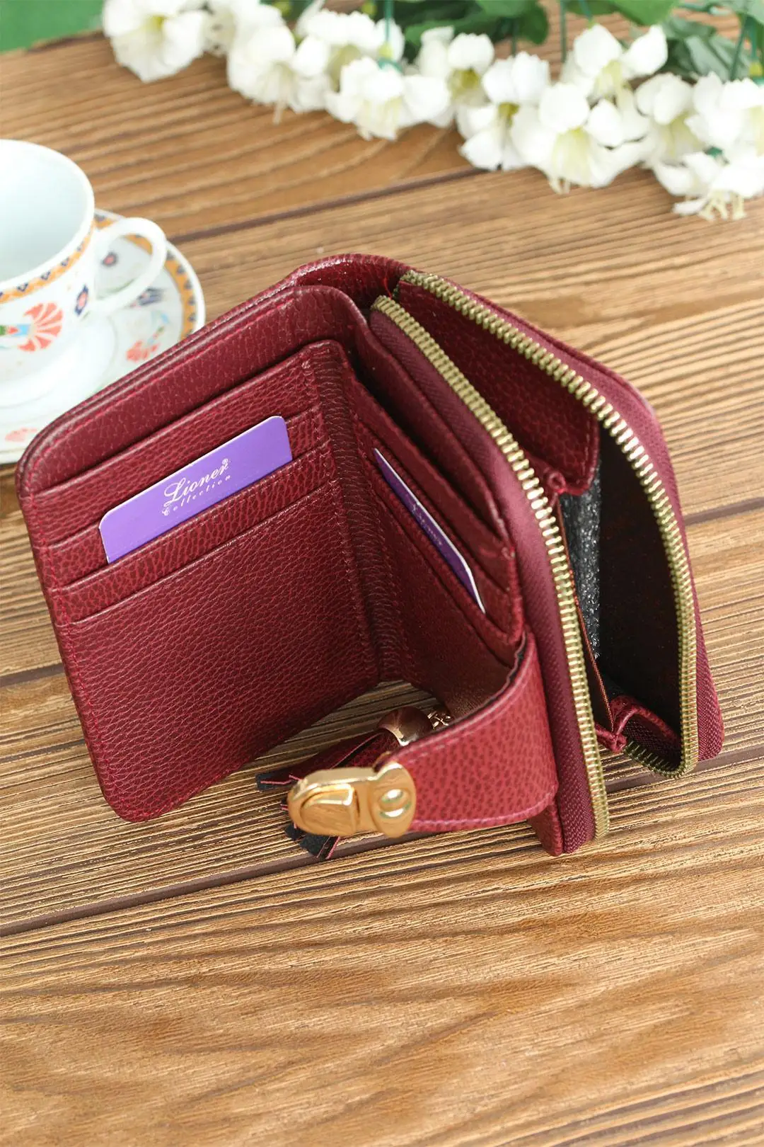 Burgundy Color Tassels Leather Women Wallet | Украшения и аксессуары
