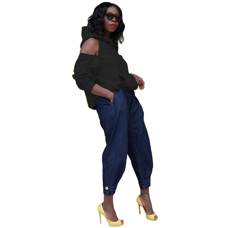 

Womens Casual Zipper Cold Shoulder Hoodie Sweatshirt