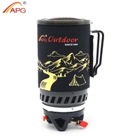apg portable 1400ml cooking system outdoor hiking camping stove heat exchanger pot propane gas burners