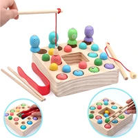 montessori games magnetic fishing puzzle game with wooden balls board games fish educational toy child 3 6 years old wooden toys