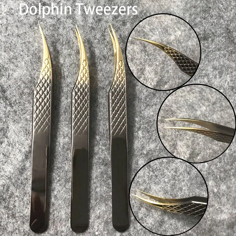 Черные и золотые пинцеты для ресниц Профессиональный пинцет из нержавеющей