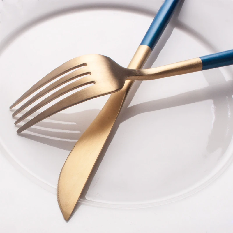 Набор столовых приборов из матового золота набор нержавеющей стали золотые