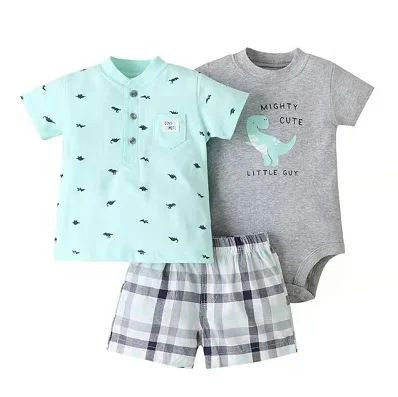 Боди + топы шорты для маленьких девочек и мальчиков из мягкого хлопка 3 предметов