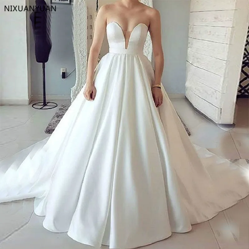

Princess Ball Gown White Ivory Wedding Dress Arabic Bride Bridal Dress Gown Chape Train Casamento Robe De Mariage