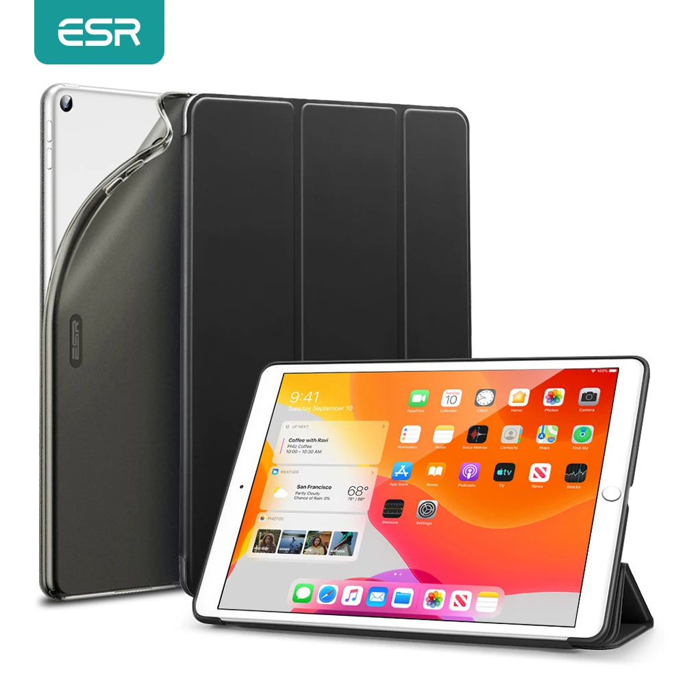 

ESR Smart Case for iPad 7th Generation 2019 Back Cover Flexible TPU Magnetic Back Case for iPad 7 2019 10.2" Folio Stand Capa