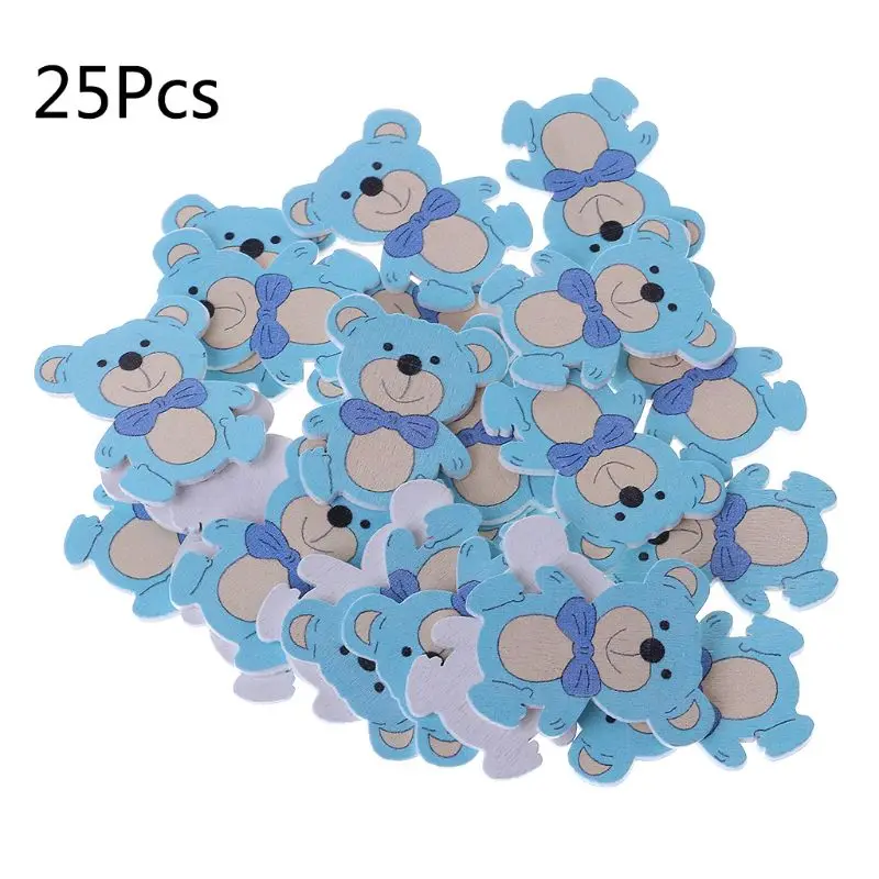 

25pcs Cut Wood Embellishment Colorful Wooden Bear Shape Craft Wedding Decor