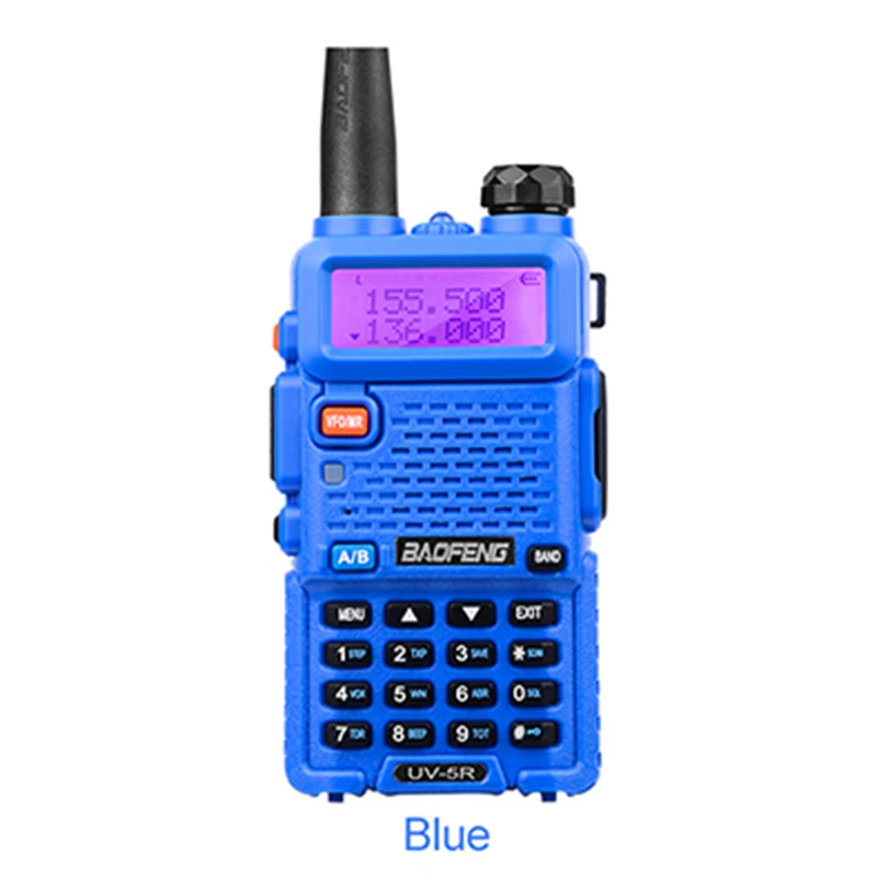 Baofeng UV-5R Двухдиапазонная рация радио двойной дисплей 136-174/400-520 МГц 5 Вт двухстороннее радио с бесплатным наушником Baofeng UV 5R - Цвет: Blue