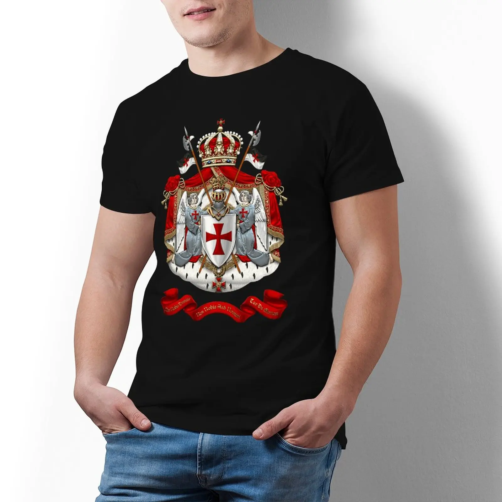 

Футболка мужская оверсайз с принтом рыцарей, хлопок, короткие рукава, Классическая, темплар