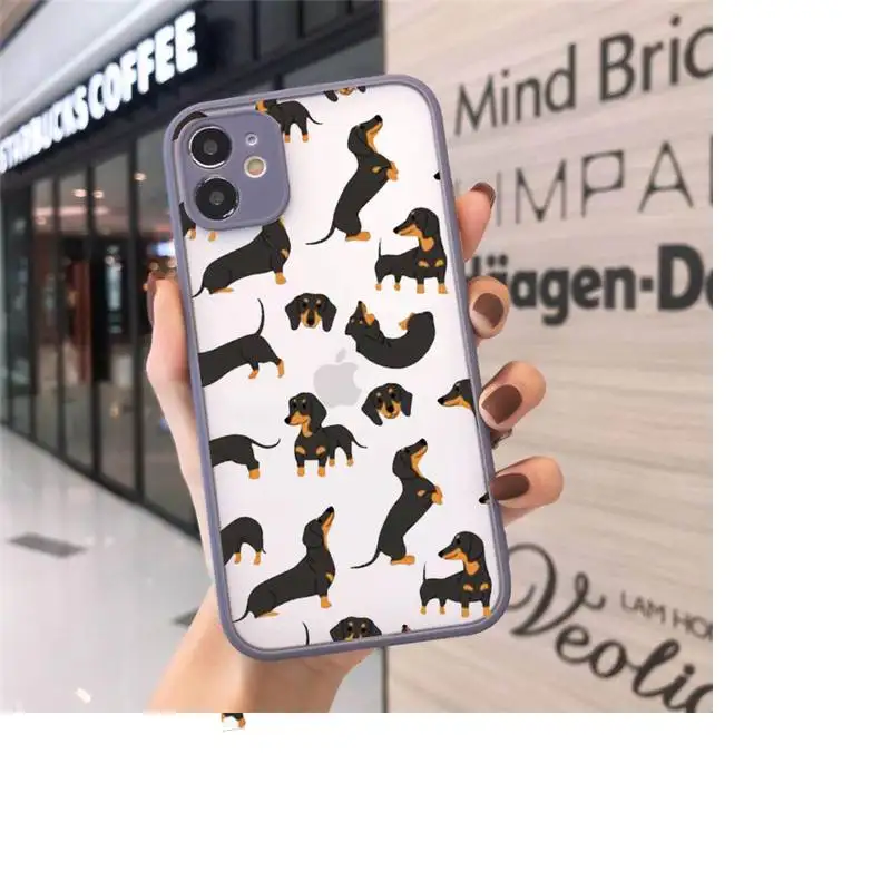 

Cartoon Dachshund Sausage Dog Phone Cases Matte Transparent for iPhone 7 8 11 12 s mini pro X XS XR MAX Plus cover funda