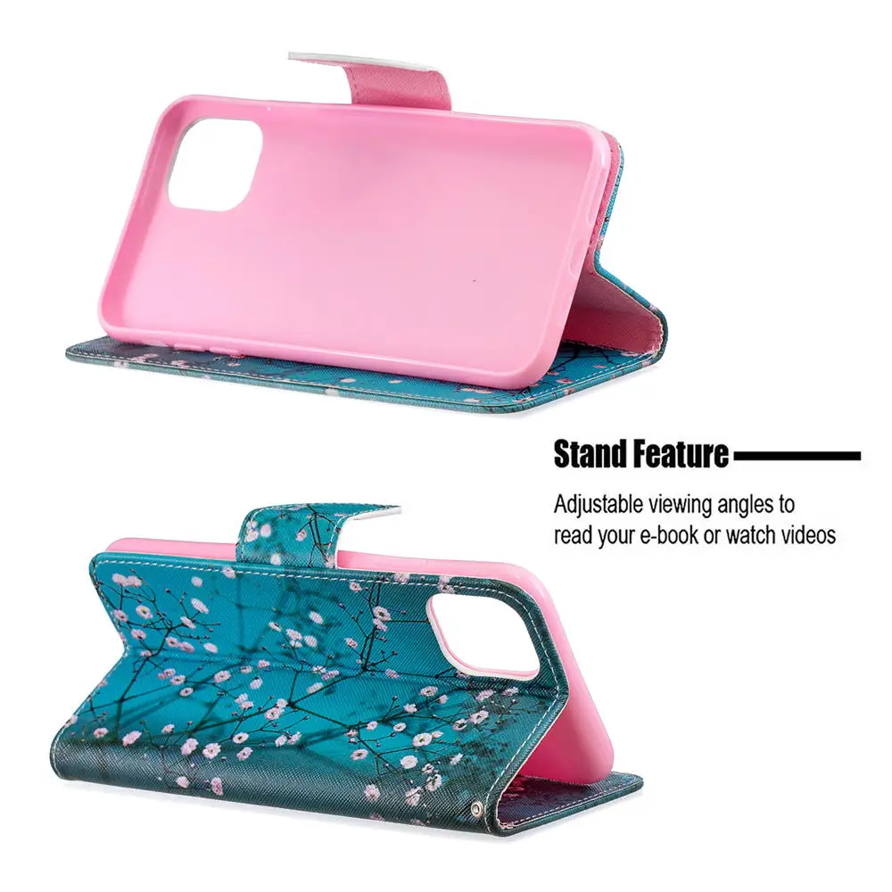 painted leather case for iphone 13 11 12 mini pro xs max xr se 2020 x 8 7 6s 6 plus case flip cover wallet stand phone cases free global shipping