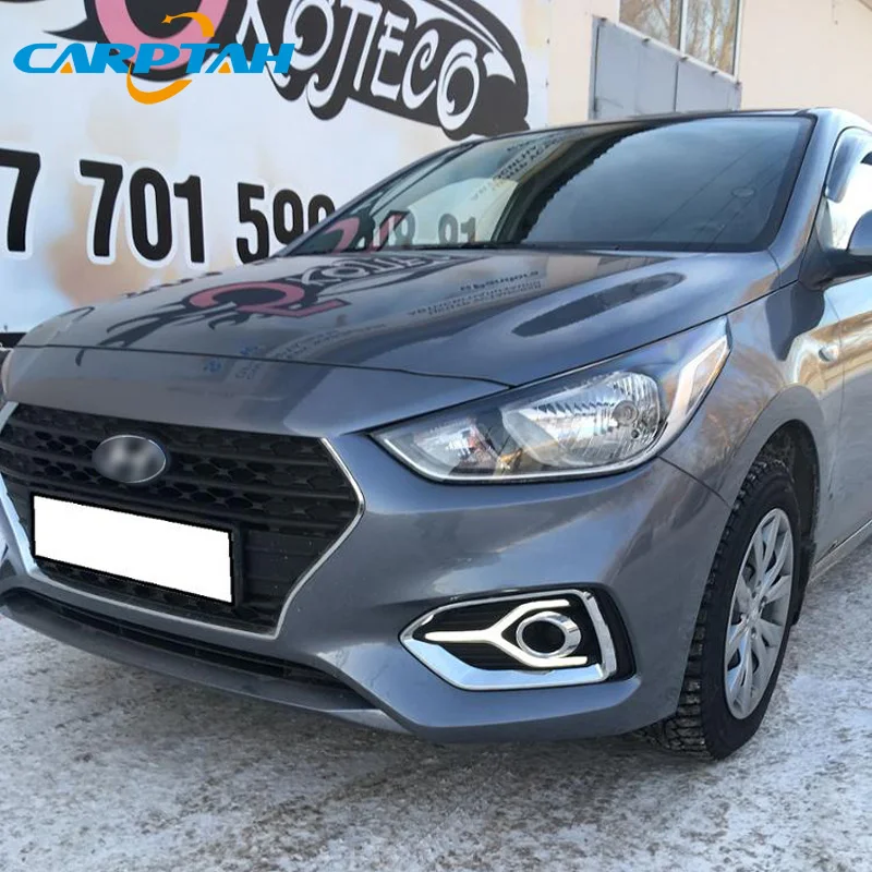 

For Hyundai Solaris Accent 2017 2018 2019 Turn Yellow Signal Relay 12V Car DRL Lamp Waterproof ABS LED Daytime Running Light