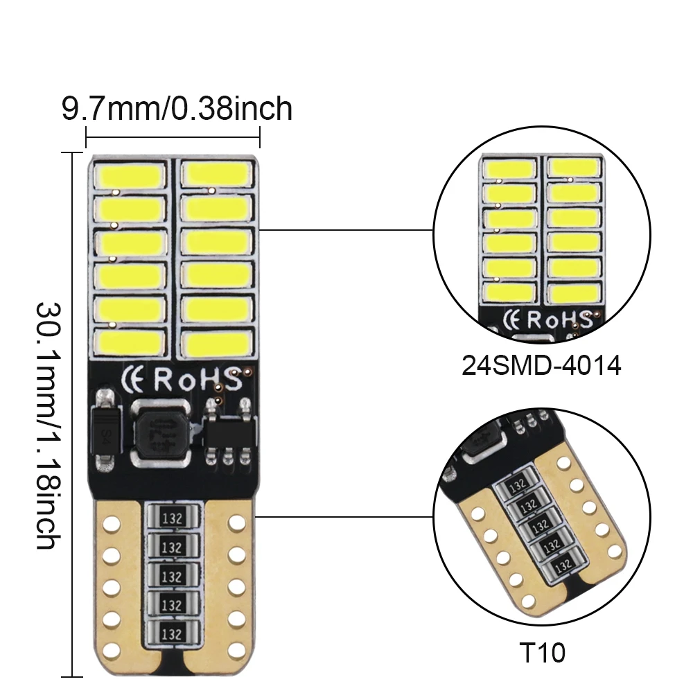 2 шт. Canbus Led 194 T10 W5W автомобильный светильник без ошибок 24Smd 4014 чипы клиновидная