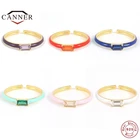 CANNER, разноцветные циркониевые эмалевые Регулируемые кольца на палец для женщин, 925 пробы, серебряное, золотое покрытие, открытого размера