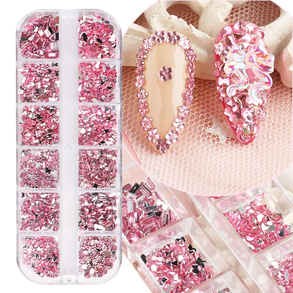 

Hot Nail Art Jewelry Nail Decoration Ins12 Grid Love Star Resin Shaped Glass Diamond Nail Sticker Diamond Nails 3d Charms