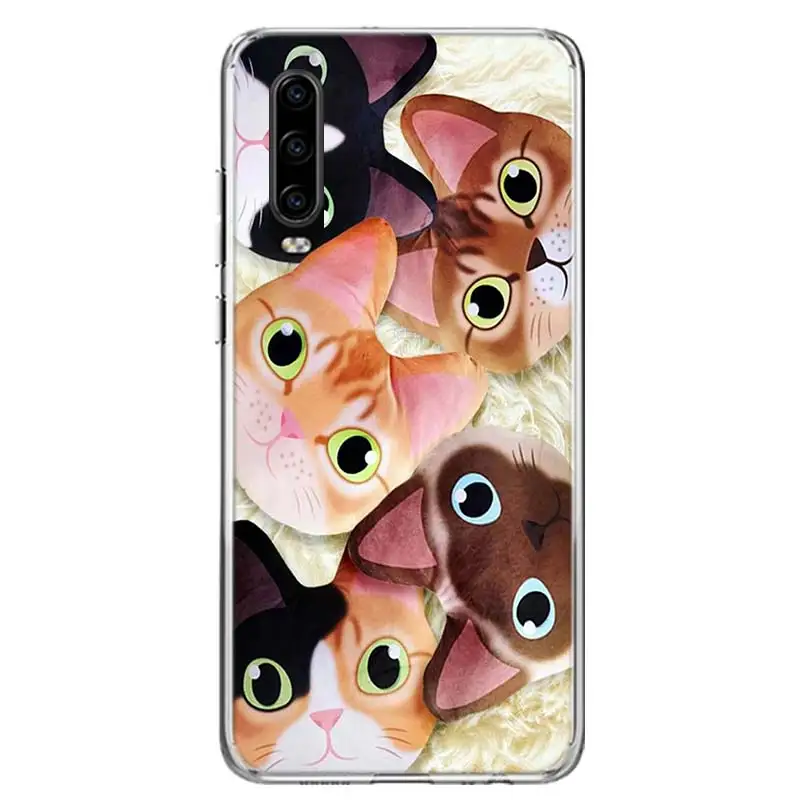 Cat Cute Kitten Catling Phone Case For Huawei P30 P20 P40 P50 Mate 40 30 20 10 Pro P10 Lite Customized Gift Coque Cover Capa