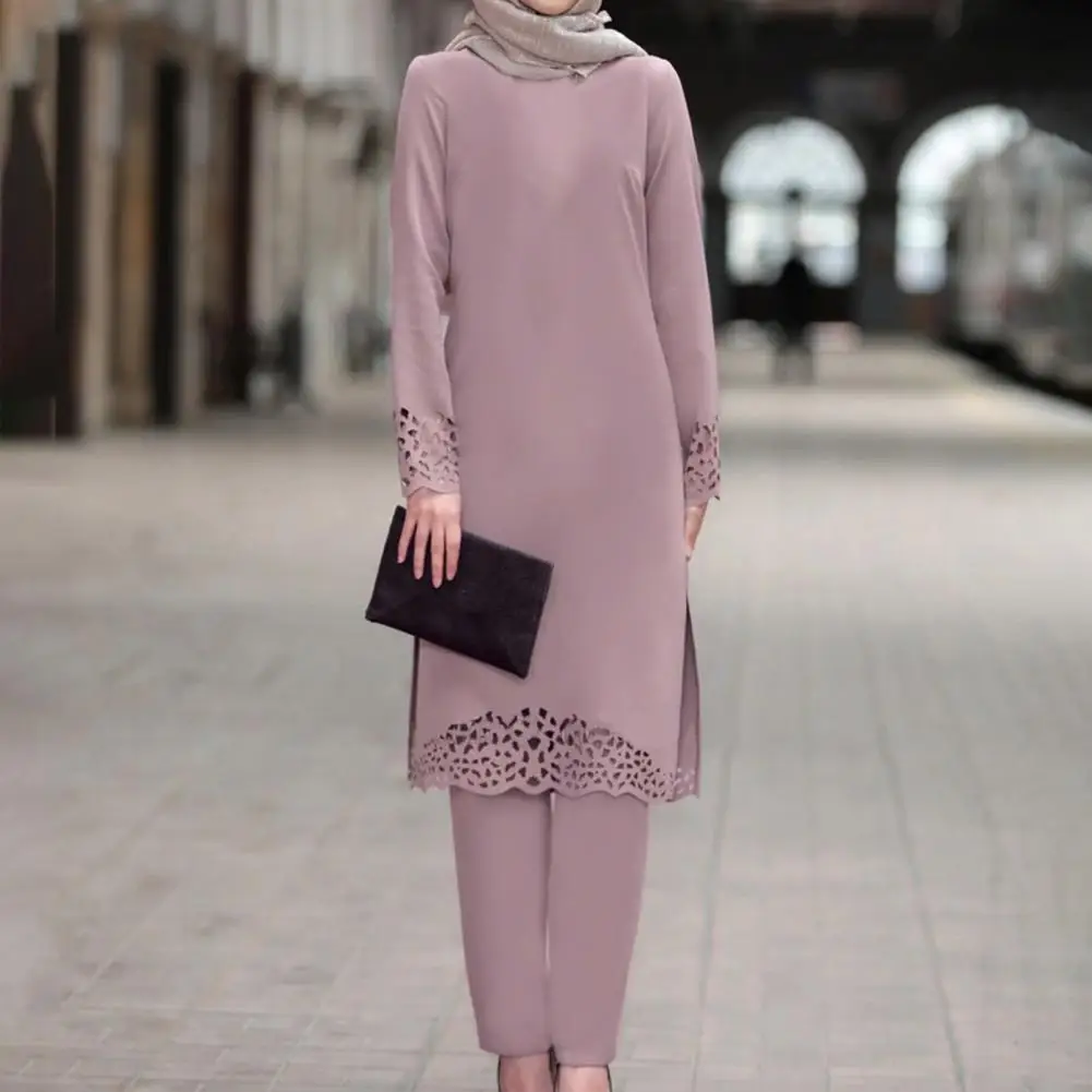 

Two Piece Sets Tops and Pants Women Turkey Muslim Abaya Split Abaya Dresses Ra-madan Moroccan Kaftan Is-lamic Clothing Dress Set