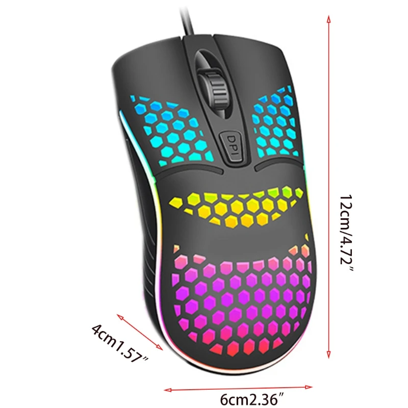 

New USB Gaming Colorful Glow Mouse 4 Buttons Ergonomics Mice With Honeycomb Shell Non-Slip Mat For Home Office Computer Laptop