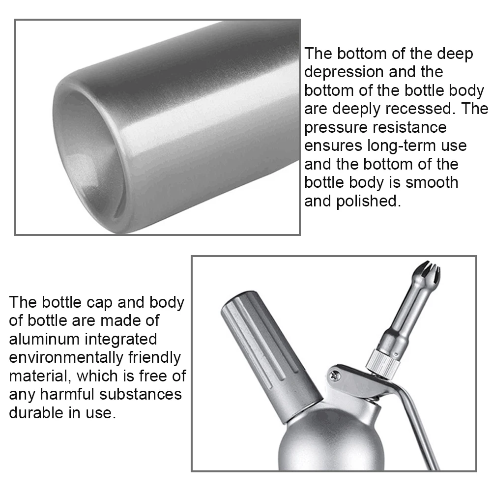 

High Quality 500ML All Aluminum Cream Foam Maker DIY Baking Mounting Patterns Cream Whipper Mousse Siphon Cake Decorating Tools