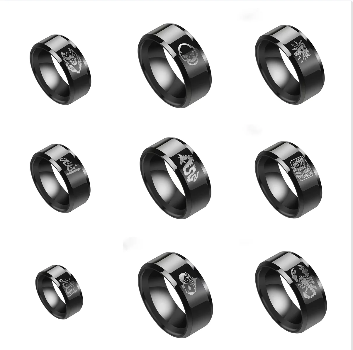 

New Stainless Steel Black Dragon Pattern Domineering Lion Ring For Men Women Fashion Hip Hop Punk Jewelry Gift