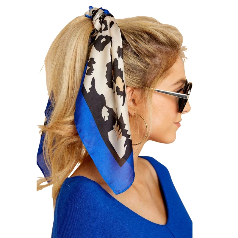 Женский атласный платок летний роскошный Леопардовый шарф Шелковый Хиджаб 70 см