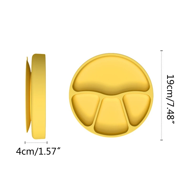 

Baby Silicone Suction Cup Dinner Plate Baby Food Supplement Bowl with Lid Infant Small Partitions Anti-drop Tableware