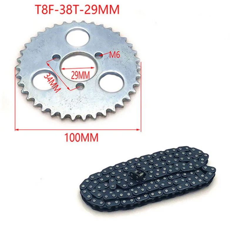 47cc 49cc T8F цепь 136 звеньев и 38 54 74 зубья цепная пластина Звездочка для Мини Мото atv quad 2