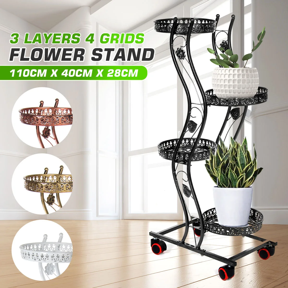 

5 Tiers Iron Plant Stand Flower Rack 40x28cx110cm Multi Flower Stand Shelves for Bonsai Display Shelf Yard Garden Patio Balcony
