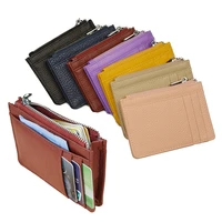large wide genuine leather id card holder fashion candy color thick zipper card wallet business bank credit card bag